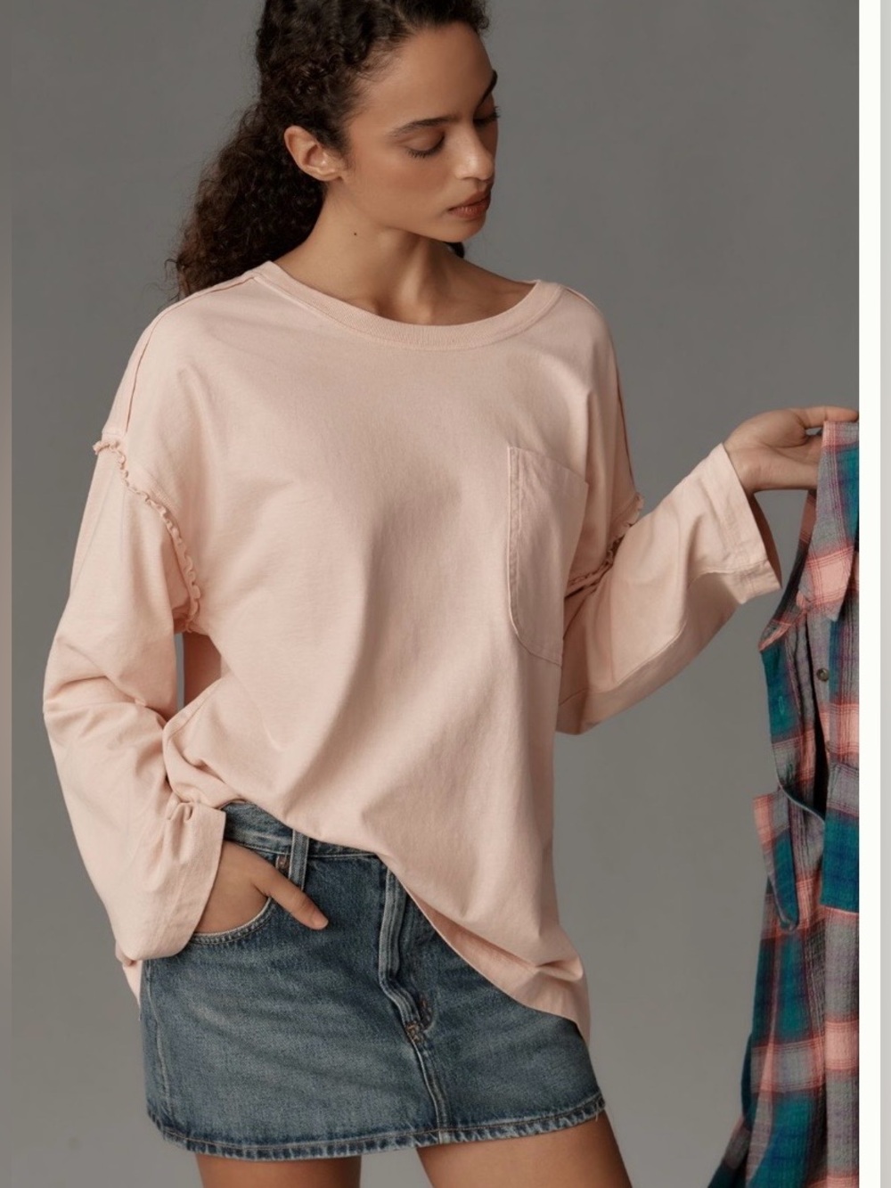 NWT Anthropologie Pilcro Long-Sleeve Boyfriend Tee